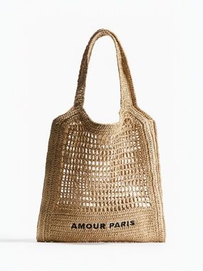 H&M Braided Straw Tote Shoulder Bag in Natural